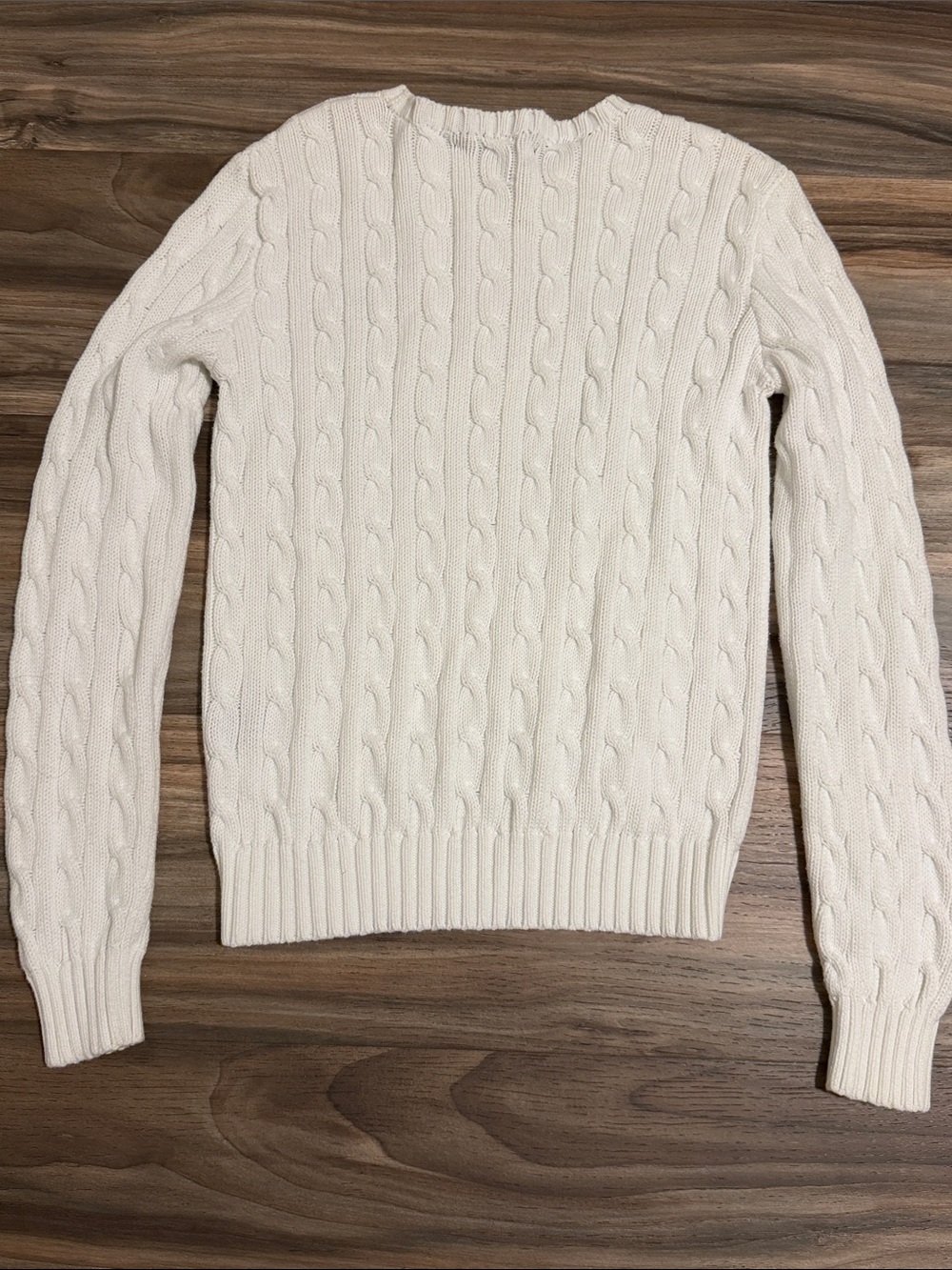 VTG Ralph Lauren Cable Knit Sweater Women’s S White Crew Neck Cotton Old Money - Picture 6 of 6